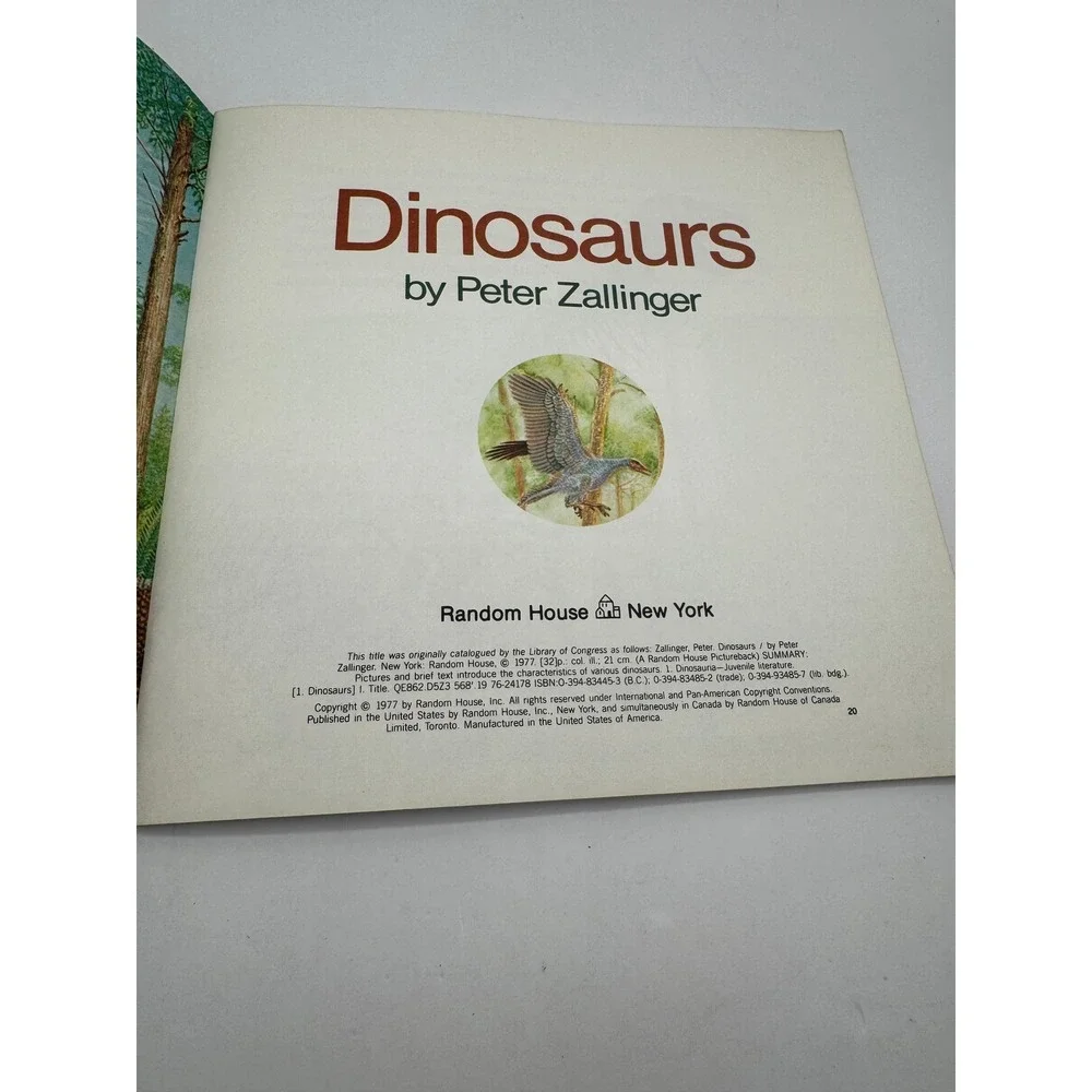 Random House Dinosaurs Book Kids Multi Vintage 1977 Peter Zallinger